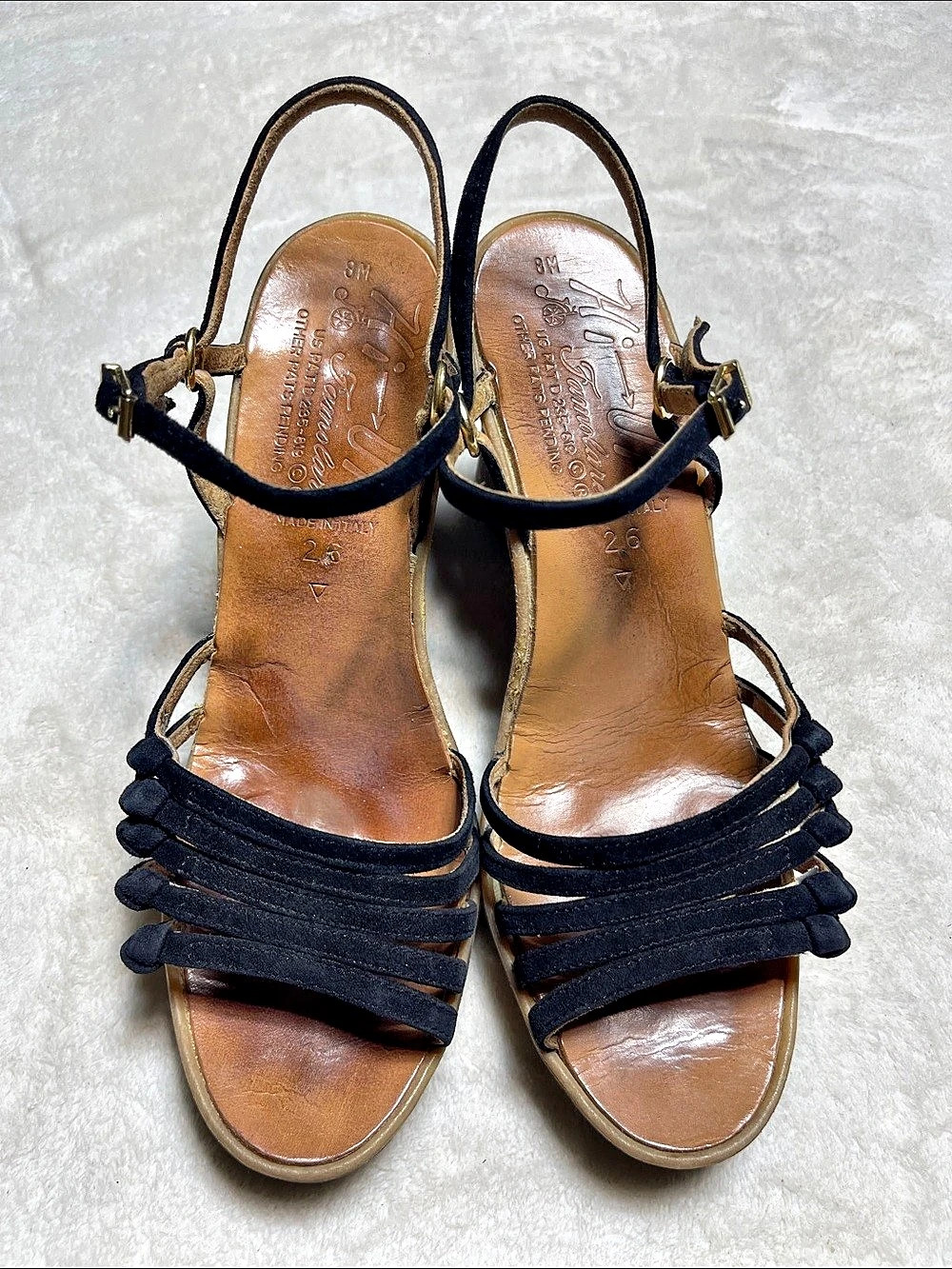 Famolare Strappy Heels in Black & Brown US 8